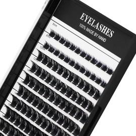 Hannahool Mixed 8-12-14-16mm Wide Stem Individual False Eyelashes Soft Lightweight Natural Long Volume Eyelashes Extensions Makeup Cluster Lashes (mixed 8-12-14-16mm)