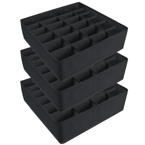Yucch Pack of 3 Drawer Organiser, 24 Cell Foldable Fabric