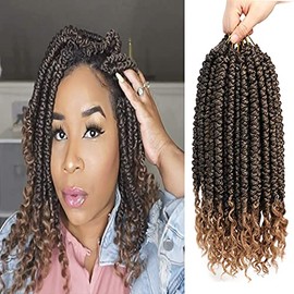 Fayasu Senegalese Twist Crochet Braids Spring Twist Curly End Pre looped Crochet Hair Synthetic Twist Hair Braiding For Black Women 9 Packs T27
