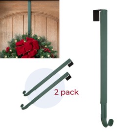 Haute Decor Adapt Adjustable Length Wreath Hanger - 2PACK- Holds up to 20 lbs (Green) - Over The Door Wreath Holder Hook for Indoor or Outdoor Use - Includes 2 Wreath Hangers
