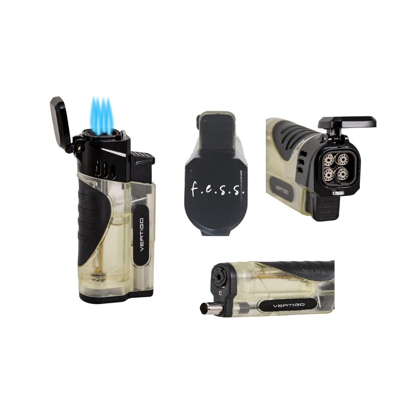 F.e.s.s. Stinger Quad Torch Lighter with Built-in Punch Cutter –