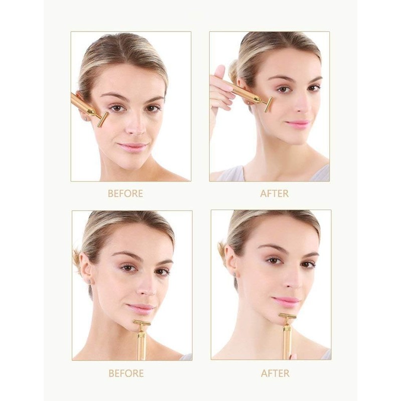 Beauty Bar 24k Golden Pulse Facial Massager, T-Shape Electric Sign