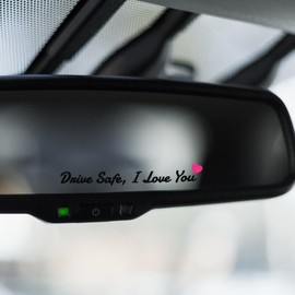 AOZUO 3X Drive Safe, I Love You Rear View Mirror Sticker, Rearview Mirror Decal with Heart Self Affirmations Car Window Decals Makeup Car Mirror Stickers for Women Water Bottle Laptop Gifts(Black)