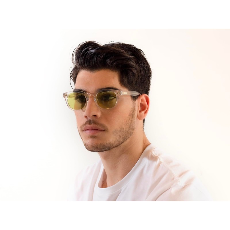 XLAB Unisex Moscot Style Sunglasses 8004, Transparent/Blue Shaded