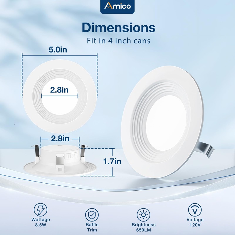 Amico 24 Pack 4 inch 5CCT LED Recessed Lighting, Dimmable,