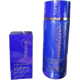Terramar Set Facial, Exfoliante con Perla y Arroz 100g y Aceite Facial 30ml, para Todo Tipo de Piel, Azul