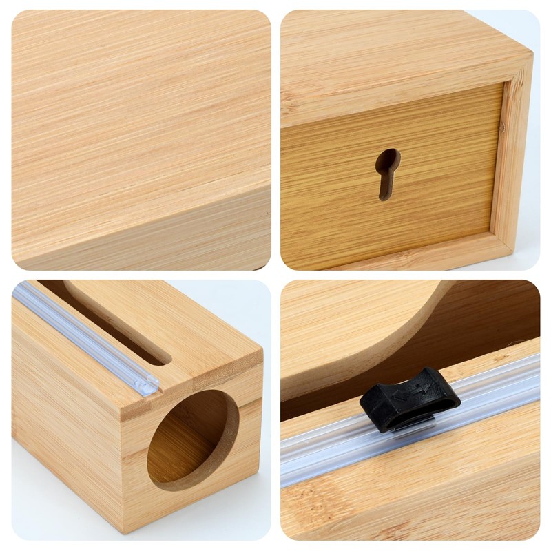 Plastic Wrap Dispenser with Cutter,Cling Wrap with Slide Cutter for