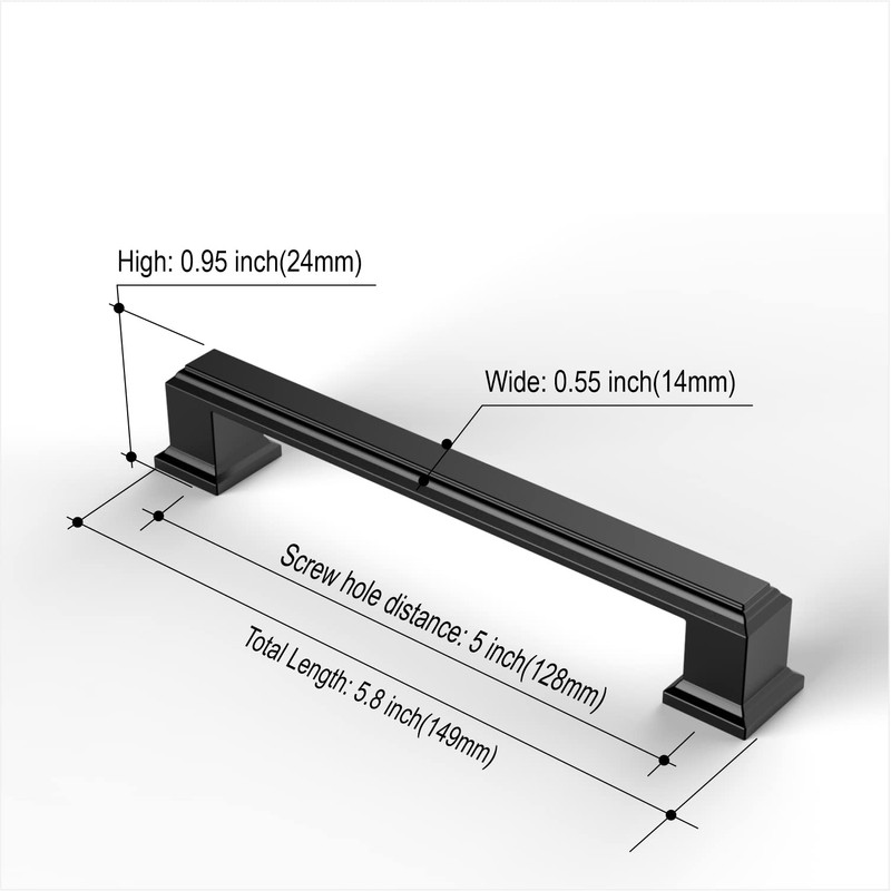 Amerdeco 30 Pack Matte Black Cabinet Pulls 5 Inch(128mm) Hole