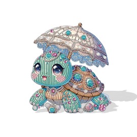 YIYIAH - Tortuga de diamante con paraguas, kit de arte de tortugas coloridas y brillantes con gemas