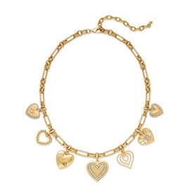 ENSKEFEN Multiple Heart Necklaces for Women Chunky Gold Puffy Heart Pendant Necklace Fashion Gold Chain Charm Choker Necklace