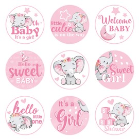 504 Pieces Baby Elephant Stickers Elephant Candy Stickers Labels Elephant Kisses Sticker Chocolate Mini Decorations for Sweet Girl Boy Baby Shower Birthday Party Supplies (Pink)