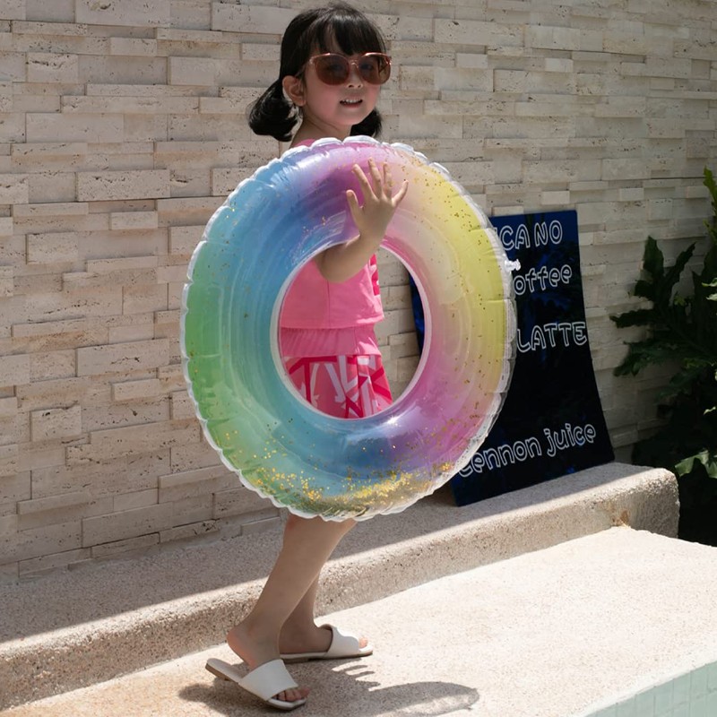 HappyHome Float Ring for Kids, Includes Glitter, Cute, Glitter, Rainbow,