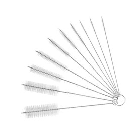 10Pcs White Long Straw Brush, Nylon Pipe Tube Cleaner 8-ihch 10 Different Diameters Set, Long Straw Brush for Sippy Cup, Brush Drinking Straw Cleaning Brush,Brushes,Cleaning Tools