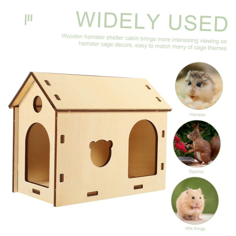 Sosoport DIY Wooden Hamster Hideout Guinea Pig House Toys Small