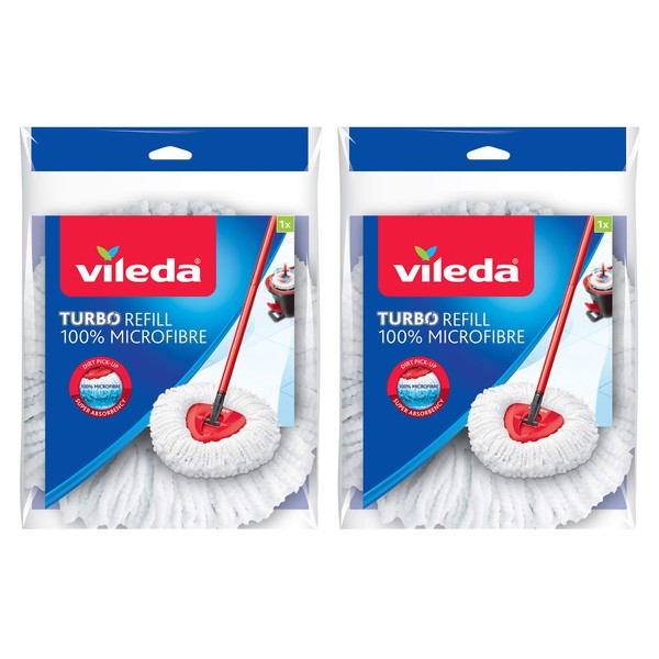 Vileda EasyWring and Clean Turbo Classic Microfibre Mop Refill Head, Pack of 2