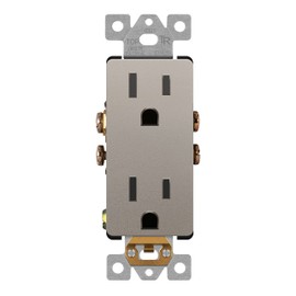 LIDER Matte Finish Decorator Receptacle with Interchangeable Face Cover, Child Safe Tamper-Resistant Wall Outlet, Commercial Grade, Self-Grounding, 15A 125V, UL Listed, LR15-TR-NK, Nickel