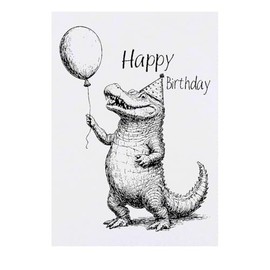 Azeeda 'Happy Birthday Krokodil mit Ballon' Temporäres Tattoo - Hautfreundlicher & Ungiftiger Abziehbild · Wasserfest (TO00076769)