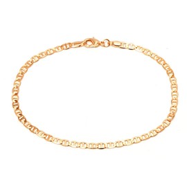 Barzel 18K Gold Plated Flat Marina Link Anklet for Women - Made In Brazil (9.00)