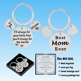 Gladsico Stocking Stuffer Gifts, Mom Gifts from Son for Birthday, Double Side I'll Always Be Your Little Boy, You Will Always Be My World - Best Mom Ever Keychain for Mom Valentine’s Day Gift, Little