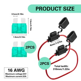 Enhance Vehicle Safety with Inline Fuse Holder 12v Standard 2 Pcs Set - Waterproof Blade Fuse Holder for Car, Truck, Motorcycle, Boat - Includes 30A Fuse