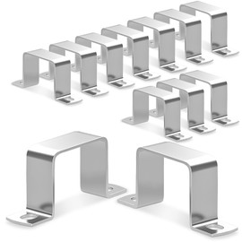 sturiz Pack of 12 Square Pipe Clamps 304 Stainless Steel Square Tube Pipe Clamps 25 x 25 mm Square Tube Clamp U Clamp Square for Front Doors Windows Water Supply and Other Pipes