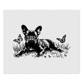 2 x 'French Bulldog with Butterflies' Microfibre Lens/Glasses Cleaning Cloths (LC00032375)