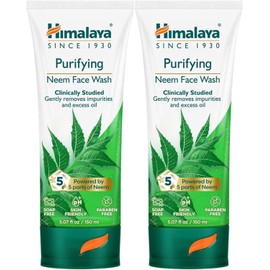 Himalaya Limpiador facial de neem purificante con neem y cúrcuma para acné ocasional, 5 onzas (150 ml), paquete de 2