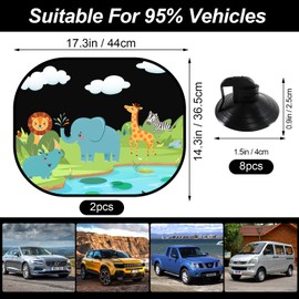Sun Protection Car Baby, 44 x 35 cm Sun Protection for Car, Universal Car Sun Visor with UV Protection, Sun Protection Car Children with 8 Suction Cups, for Baby, Children, Girls, Boys