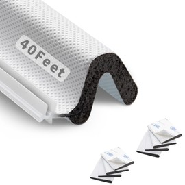 Solike 40 Feet Weather Stripping with 8 PCS Corner Seals, V-Shaped Replacement Kerf Weather Stripping for Door Frame 'Q' Foam Seal Strip Door Insulation (White)