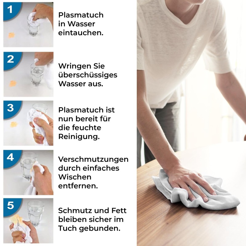 PLASMEA Bionic Fibre Cleaning Cloth, 3 Wipes, Germ-free Cleaning with