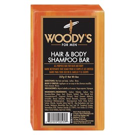 Woody's Men's 2-in-1 Hair & Body Shampoo Bar, Rich, Thick Lather Formula, Conditions, Nourishes, Moisturizes, for All Skin Types, 8 Oz
