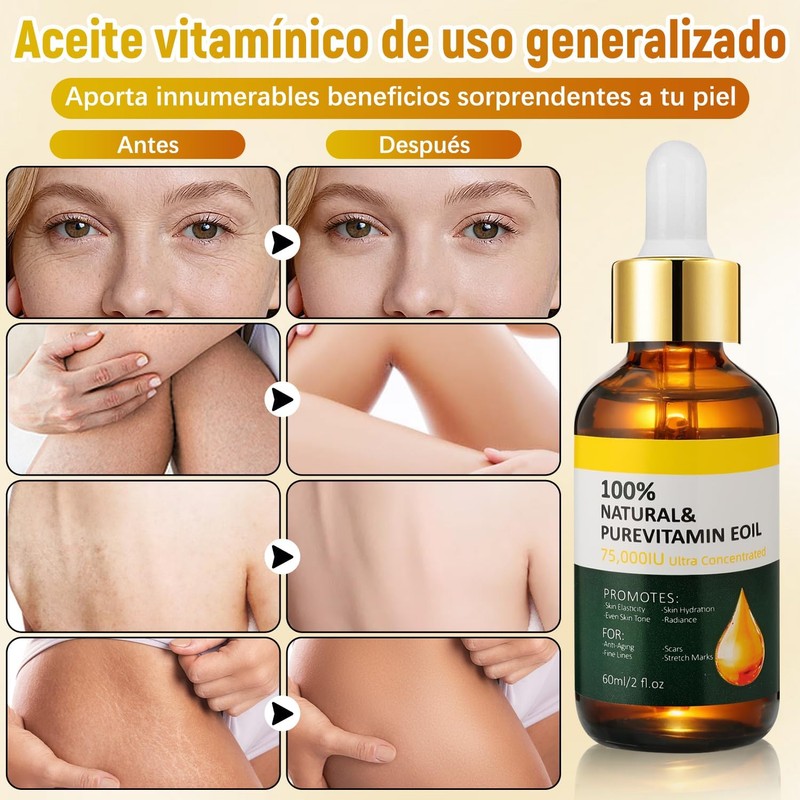 LUSCOR 2pcs Aceite De Vitamina E Para La Cara，Aceite Acondicionador