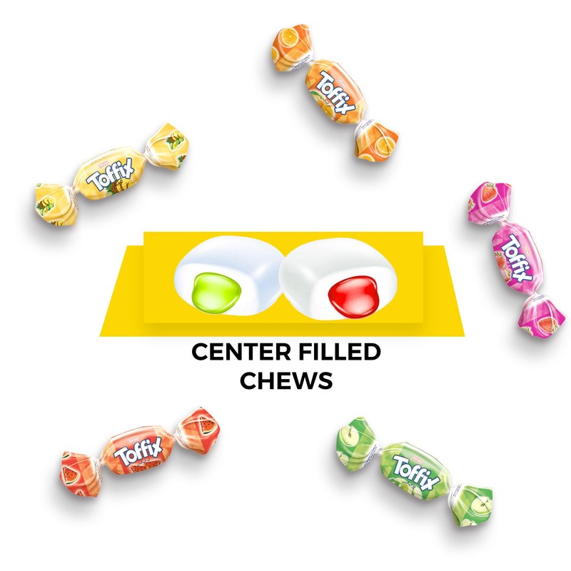 Toffix, Fruit Chews, Center-Filled Soft Fruit Chews Candy Individually Wrapped