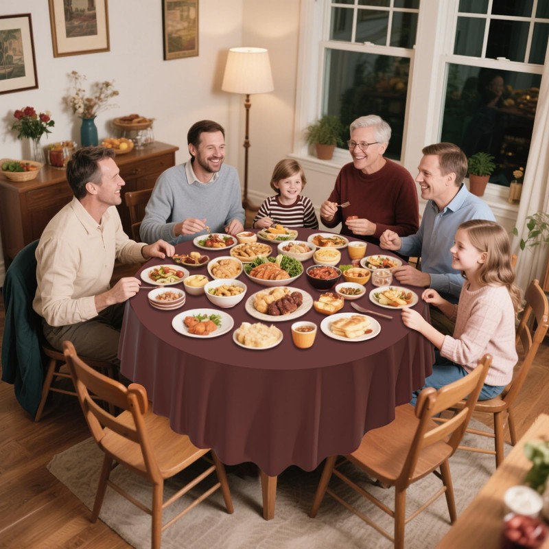 CXPSINC 2 Pack Premium Disposable Plastic Tablecloth 84" Round Table