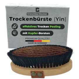 Grünschloss Monastery Brush with Copper - Dry Brush Exfoliating Body & Massage Brush for Circulation & Cellulite - Dry Brushy Exfoliate Copper Brush Oval Energy Brush Made of Oiled Beech Wood