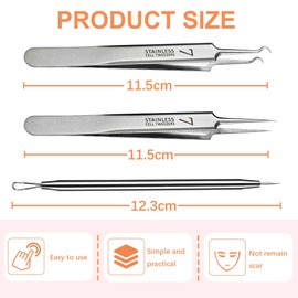 WSYUB Blackhead Tweezers, Pimple Popper Tool,Ingrown Hair Tweezers, Blackhead Extractor