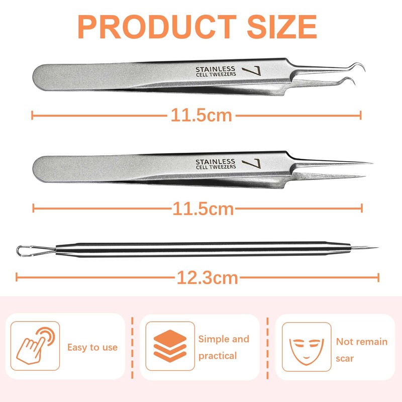 WSYUB Blackhead Tweezers, Pimple Popper Tool,Ingrown Hair Tweezers, Blackhead Extractor