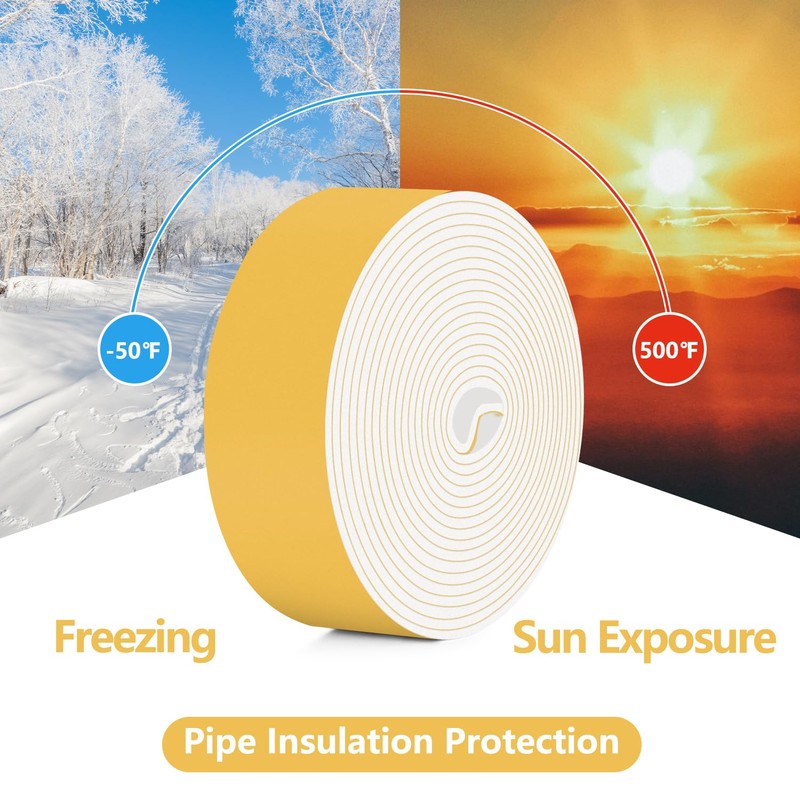 DEMEDO Pipe Insulation Tape, Pipe Wrap Insulation Foam Tape Self