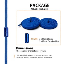 Alegrianan No Tie Shoelaces, Elastic Shoelaces for Adults/Kids，Elastic No Tie Shoe Laces, Blue, X-Large