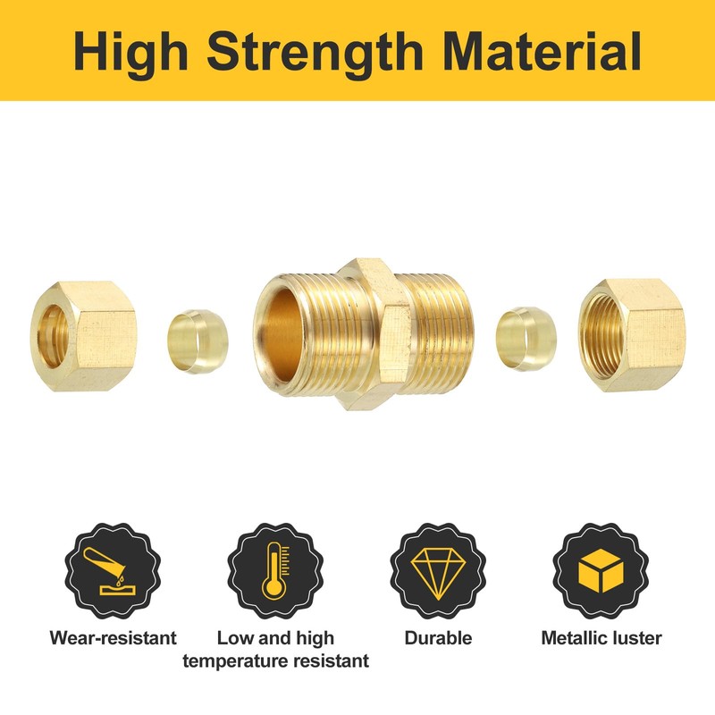 QUARKZMAN Compression Fittings, 1/2 Inch Brass Compression Fitting Straight Connector