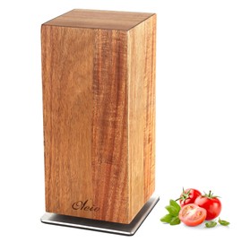 Knife block rotating 360 degrees magnetic without knife acacia wood – magnetic knife holder universal without wood – noble wooden block acacia – magnetic rotating knife holder block