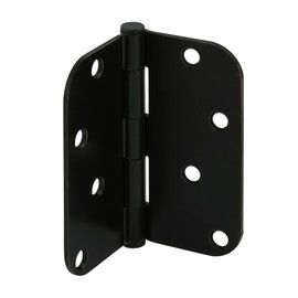 Prime-Line U 1150983 Door Hinge Residential Smooth Pivot, 4 In. x 4 In. with 5/8 In. Radius Corners, 4 Holes per Leaf with Screws, Matte Black Finish, .087 In. Gauge (3 Pack)