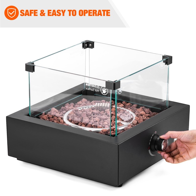ONLYFIRE OUTDOOR LIVING 15.7" Portable Propane Gas Fire Pit Side-Mounted,