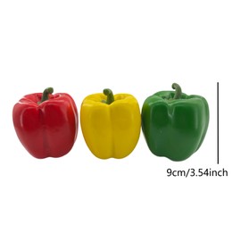 AERANCE 6 Pcs Artificial Bell Pepper Fake Veggie Lifelike Colorful Bell Peppers Red Green Yellow Peppers Realistic Decorative Vegetables for Home Kitchen Tabletop Decoration Props