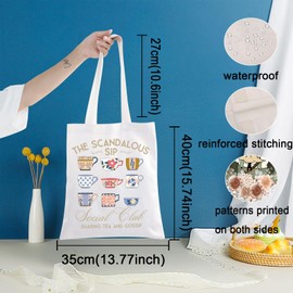 KEYCHIN The Scandalous Sip Social Club Tote Bag Spill The Tea Inspired Gift Society Papers Reusable Grocery Bag, Scandalous Sip Tb