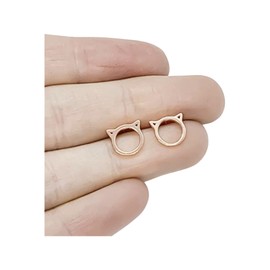 Rse Gold Tone Cat Lover Stud Earrings, Kitty Ears, Purrfection Studs (Stainless Steel) Miss Fit Boutique