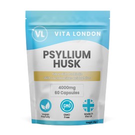 VL Vita London Psyllium Husk Capsules 4000mg | Fibre Supplement with Acidophilus Probiotic | 120 Capsule for Men & Women (Not Powder or Tablets) | Vegan, UK Made