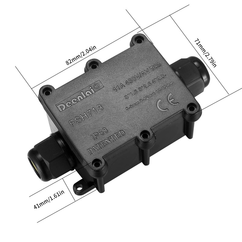 IP68 Waterproof Junction Box, 2 Way Cable Connector, External Junction