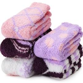EBMORE Womens Fuzzy Socks Slipper Soft Cabin Plush Warm Fluffy Winter Christmas Sleep Stocking Stuffers Cozy Adult Socks?Mix Purple?