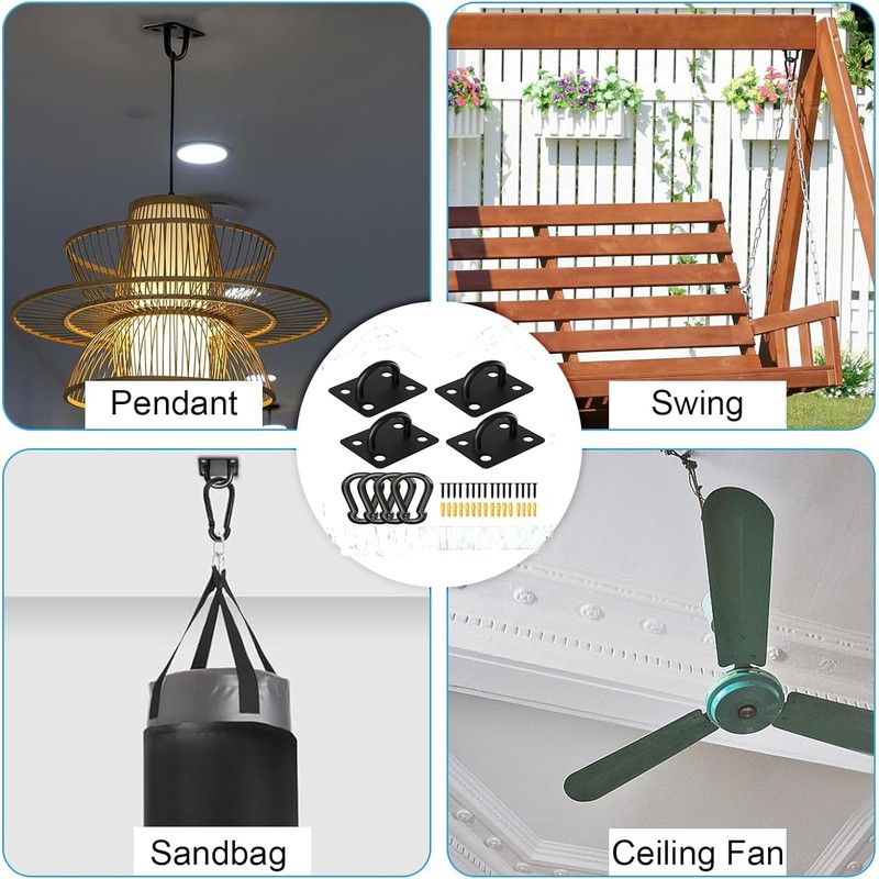 JUTOSU Ceiling Hook Pad Eye Plate Rectangular Eye Plate Wall